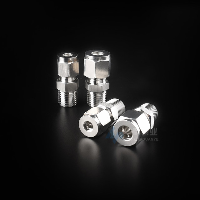 304/316 stainless steel card socket connector ZG instrument fast solderless RC external thread dual card socket direct-through terminal NPT