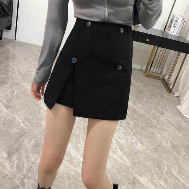 Irregular skirt women's clothing 2025 spring and autumn new fashionable high-waisted slit skirt to make you look slim and hip short skirt