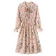 Long-sleeved floral dress for women in spring and autumn 2024 new chiffon skirt retro fresh base long skirt winter