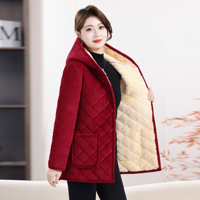 Mother's clothing autumn and winter new velvet thickened cotton coat middle-aged and elderly home warm cotton coat jacket short cotton jacket