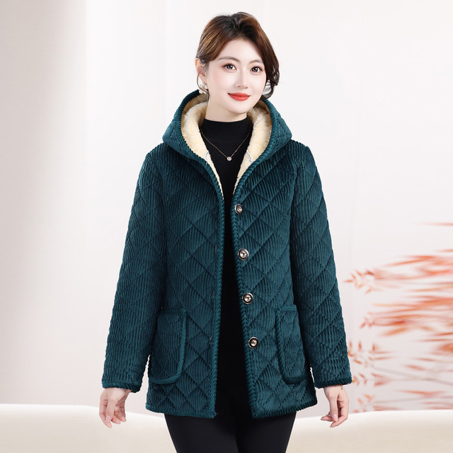 Mother's clothing autumn and winter new velvet thickened cotton coat middle-aged and elderly home warm cotton coat jacket short cotton jacket