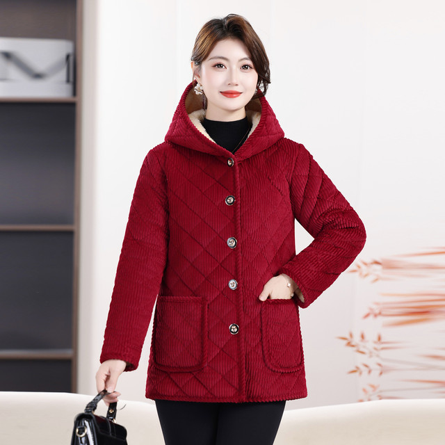 Mother's clothing autumn and winter new velvet thickened cotton coat middle-aged and elderly home warm cotton coat jacket short cotton jacket