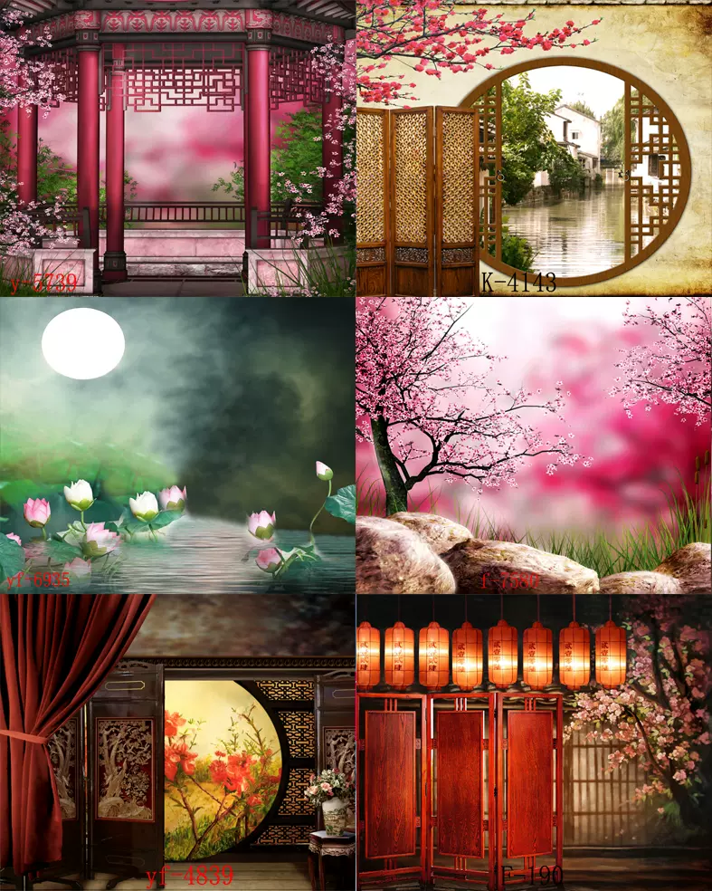 古装拍照摄影背景布抖音视频网红直播主播墙纸古典全家福中国