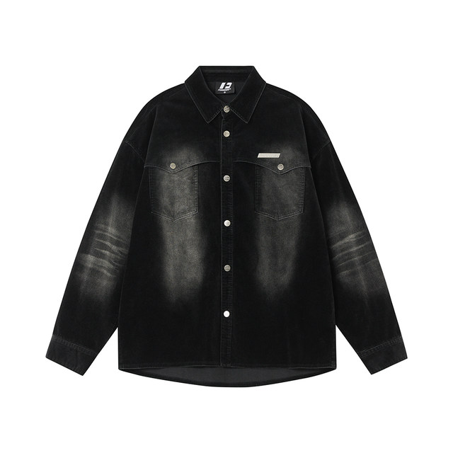 FORNINES used washing corduroy long-sleeved shirt men and women fashion brand spring and autumn American retro jacket jacket
