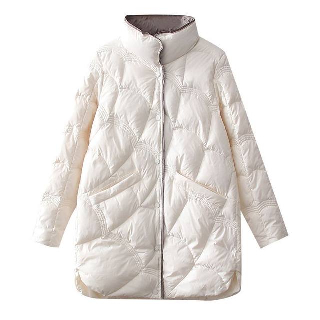 Women's Down Jacket Fashion Slim White Duck Down Winter Padded Jacket Long Over-the-knee Plus Size Down Jacket