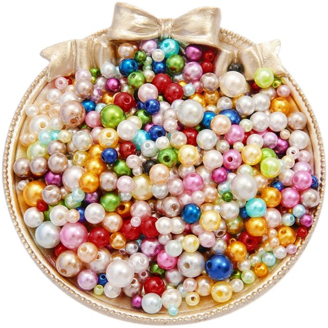 3-8mm ABS hole-mixed color imitation pearl handmade loose beads DIY material hairpin bracelet accessories
