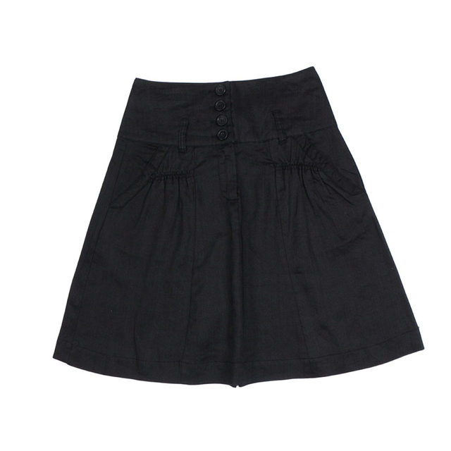Short skirt women's skirt summer new style literary student linen knee-length pleated skirt high waist retro mid skirt A-skirt commuting