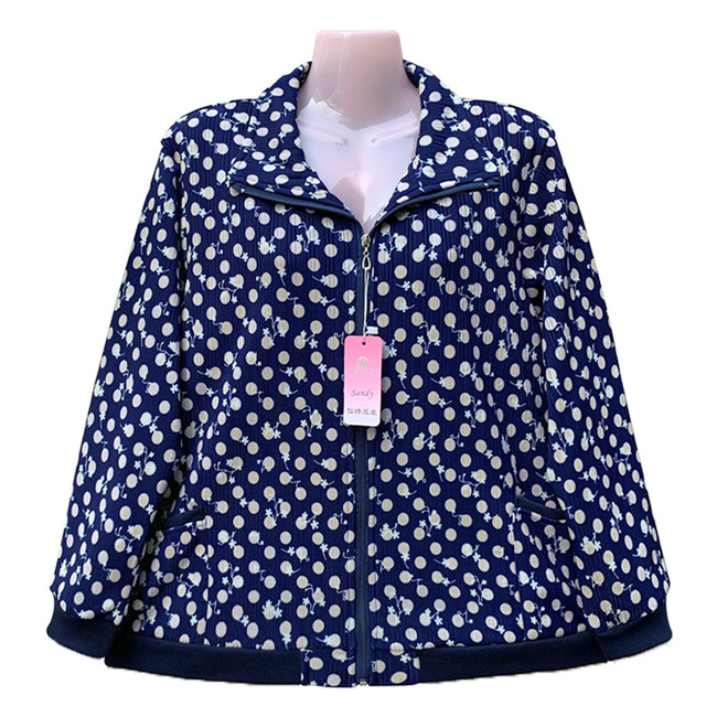 Large Size Fat Mom Jacket 200Jin [Jin equals 0.5kg] Women's middle-aged and elderly autumn and winter thin velvet zipper plaid coat long-sleeved top