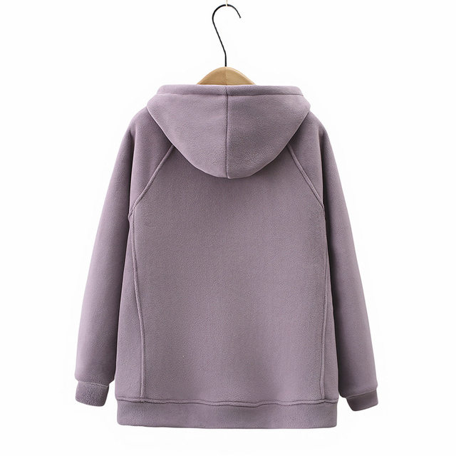 Large size plush jacket for women 200Jin [Jin equals 0.5kg] fat mm winter plus velvet thickening casual loose slimming hooded cardigan sweatshirt