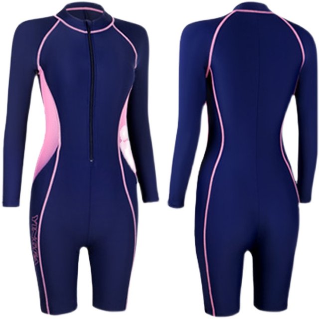 Yingfa swimsuit 2021 slimming with breast pads, long sleeves, sun protection, sexy three-quarter length pants one-piece boxer swimsuit for women 2135