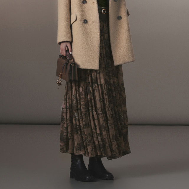 xg Xue Ge 2024 winter style printed skirt for women with high waist slim A-line midi skirt XJ403033B396