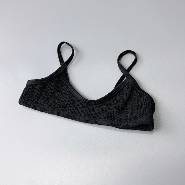 Amber single children's split swimsuit girls pure black pit strip triangle bikini hot spring beach kids
