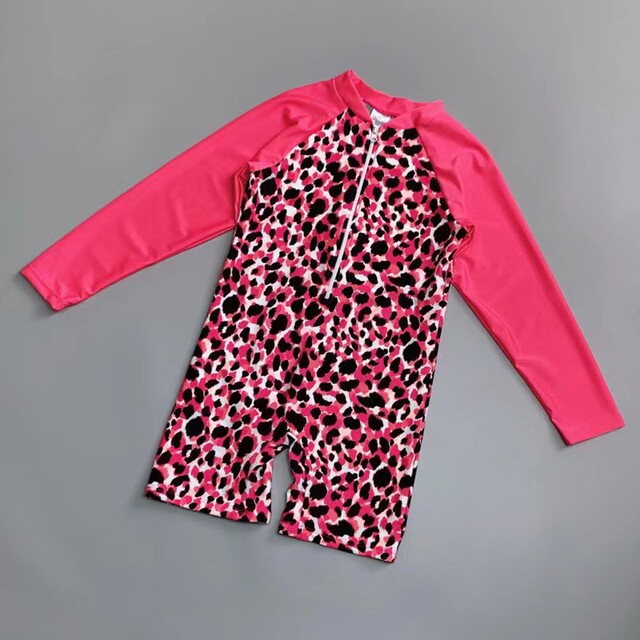 Amber Outdoor Single Children's One-piece Swimsuit Medium Large Children Quick-Dry Flat-Angle Boy Girl Long Sleeve Surfing Sunscreen Swimsuit
