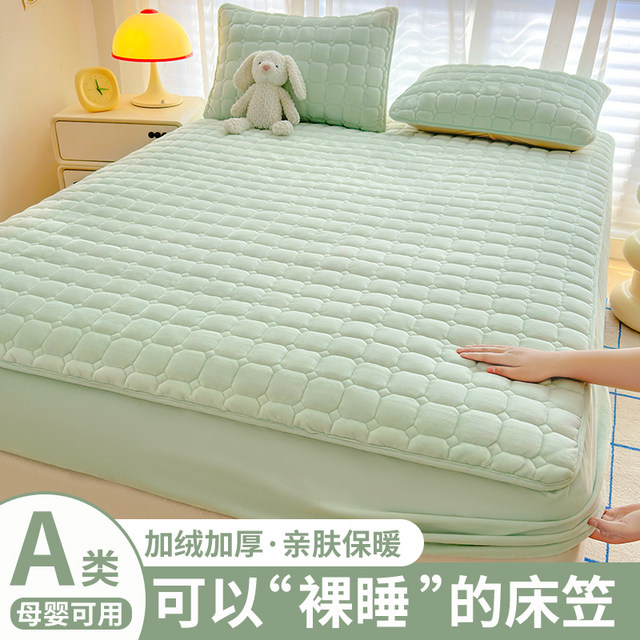 Bed cover winter plus velvet milk velvet bed cover mattress protective cover Coral flannel thickened cotton 2025 new model