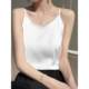 Small suspender vest female white suit 2024 summer new versatile bottom shirt, one word collar satin top
