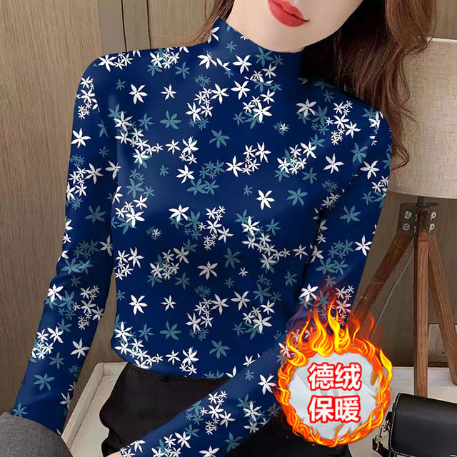 
DeRong autumn and winter new fashion women's long-sleeved middle-aged and elderly inner wear outer bottoming shirt thermal underwear half turtleneck women