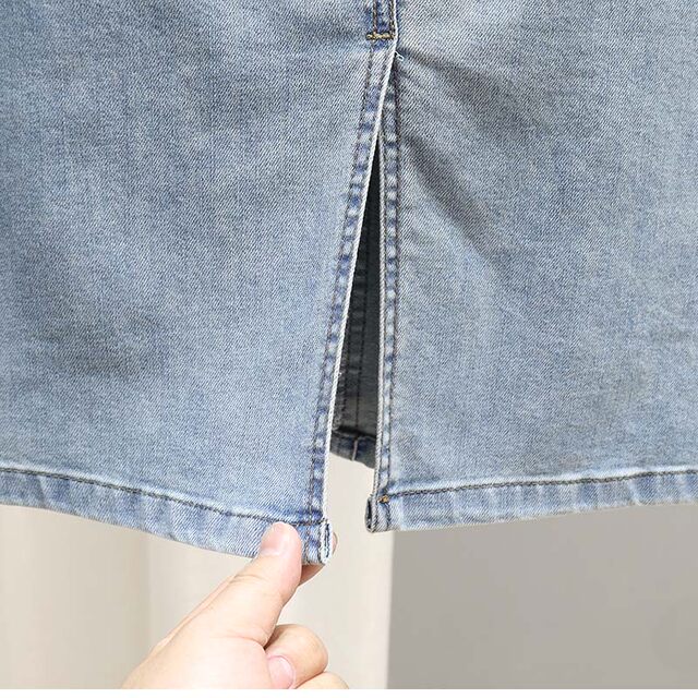 
Summer mid-length denim skirt for women 2025 loose slimming back slit skirt fashionable and versatile casual A-line skirt
