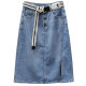 2025 spring and summer mid-length denim skirt for women European products, single-breasted front slit skirt, trendy slim skirt