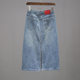 2025 spring and summer lace-up denim skirt for women with high waist elastic hip slit skirt trendy and fashionable mid-length skirt