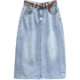 
Summer mid-length denim skirt for women 2025 loose slimming back slit skirt fashionable and versatile casual A-line skirt