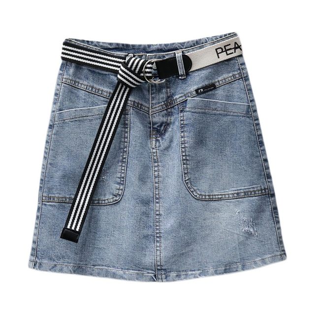 Anti-exposure denim skirt for women 2025 spring and summer A-line short skirt high waist versatile fashionable pocket slimming skirt trendy
