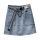 Anti-exposure denim skirt for women 2025 spring and summer A-line short skirt high waist versatile fashionable pocket slimming skirt trendy
