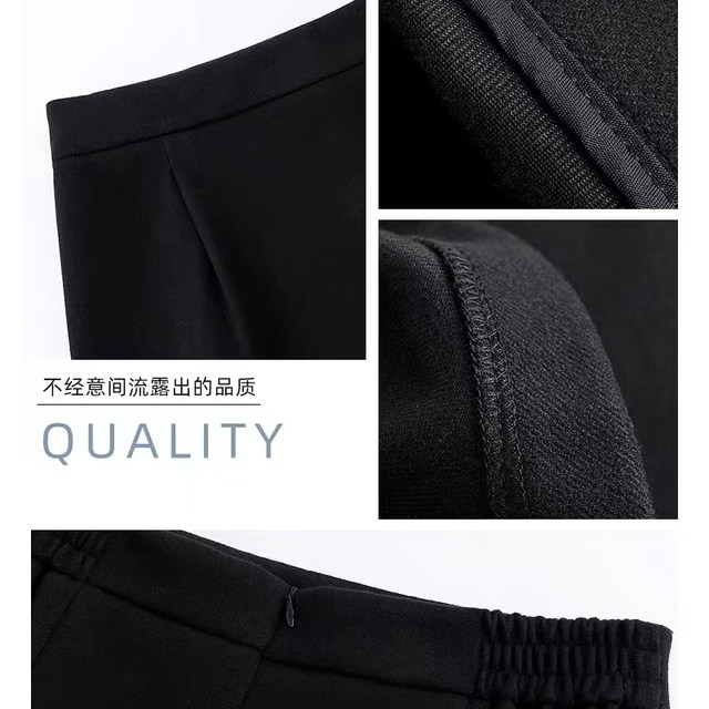 Black skirt for women in spring, summer and autumn mid-length slit suit A-line long skirt for small wool hip skirt winter trend