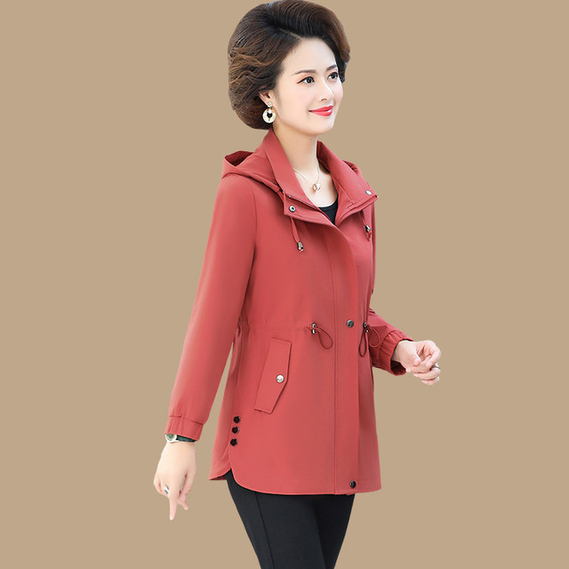 Mom Spring and Autumn Coat 2025 New Style Middle-aged and Elderly Trench Coat Women's Top Middle-aged Women's Autumn and Winter Casual Outdoor