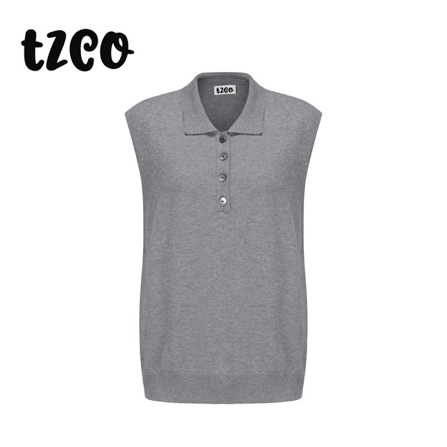 TZCO 24SS gray polo vest Conseni 48 ultra-thin soft summer cotton yarn casual sleeveless
