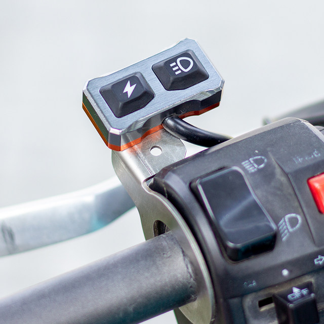 Electric motorcycle pedal modified spotlight horn double flash button handheld switch stainless steel bracket accessories universal