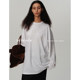 ECHOADE's classic continuation of the exquisite round neck, Oversized dropped shoulders, large profile embroidered long-sleeved T-shirt