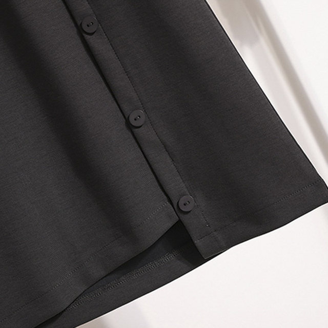Women's 2024 new large size fat mm skirt 200Jin [Jin equals 0.5 kg] Elastic waist irregular button mid-length A-line skirt