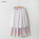 Spring sweet and fresh printed A-line skirt with fungus spliced ​​French print high-waisted slim mid-length skirt