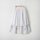 Spring new Korean version small fresh high waist slim A-line large hem skirt commuting cartoon printed mid-length cotton skirt
