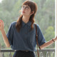 women's plaid short-sleeved shirt for women's retro summer plaid loose Korean mid-sleeved casual shirt