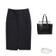 Workplace skirt mid-length skirt women's high waist hip skirt slimming commuting new dark blue zipper solid color one-step skirt