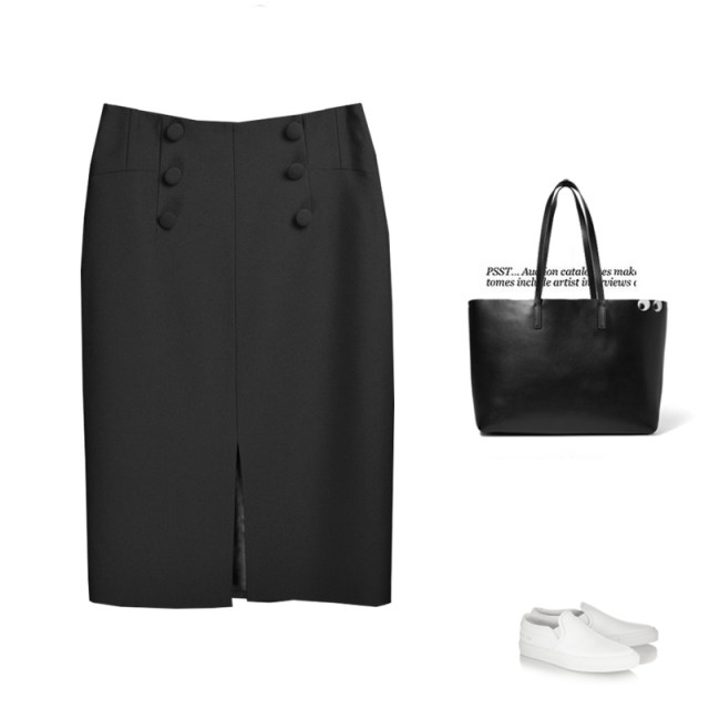 Workplace skirt mid-length skirt women's high waist hip skirt slimming commuting new dark blue zipper solid color one-step skirt