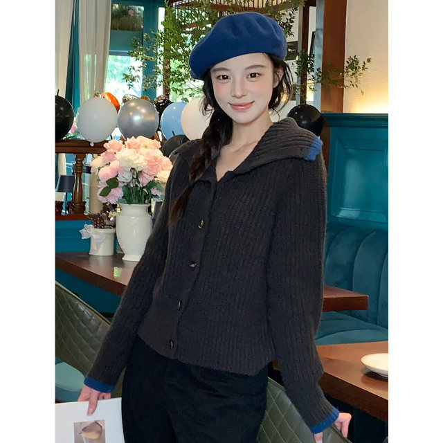 I give the design sense of autumn and winter, thickened lapel sweater for women, a versatile loose long-sleeved lazy style top