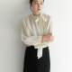 XINER high-end French top bow tied shirt half turtleneck streamer commuter shirt women spring and autumn