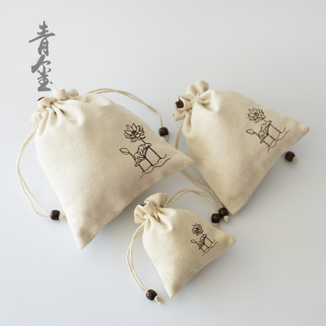 Wenwan Plate Beads Small Tile Cloth Bag Jewelry Bundle Drawstring Storage Bag Master Cup Tea Cup Packaging Bag