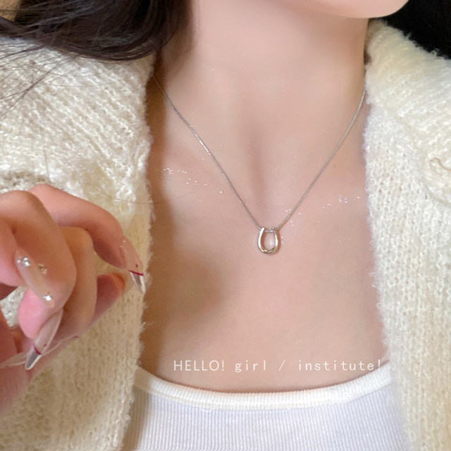 U-shaped horseshoe pendant necklace for women 2024 new high-end snake bone sweater chain autumn and winter simple matching accessories