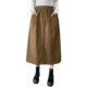Pure -colored oblique cotton skirt, commute fashion pocket, autumn skirt retro Hong Kong style versatile casual long skirt