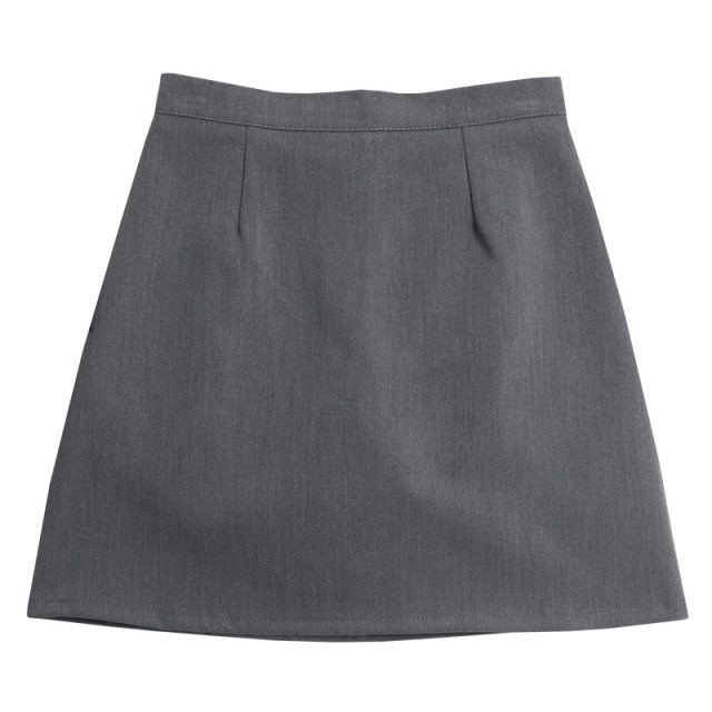 
Commuting style high waist pleated anti-exposure skirt solid color professional style A-line short skirt hip skirt straight skirt women