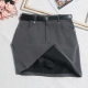 High waist belt pocket anti-exposure skirt commuter style professional A-line short skirt hip skirt suit skirt women

