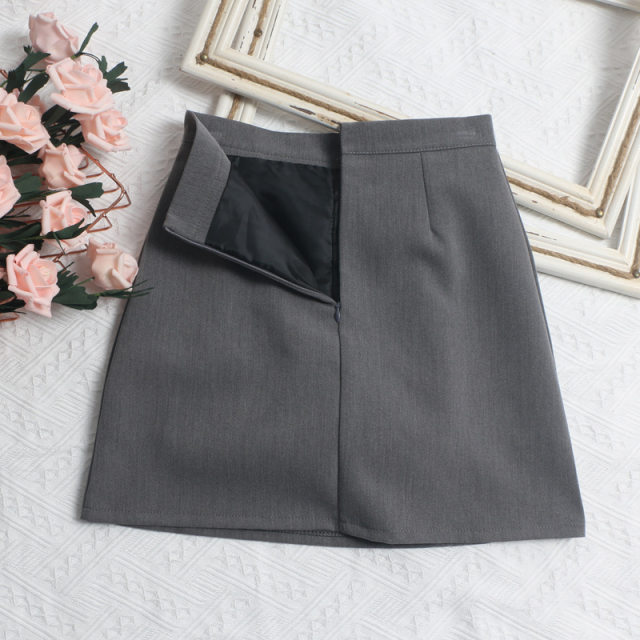 
Commuting style high waist pleated anti-exposure skirt solid color professional style A-line short skirt hip skirt straight skirt women