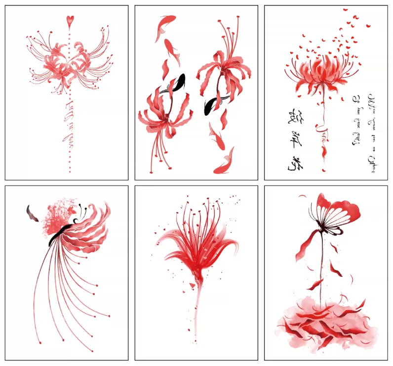 曼珠沙华纹身贴古风性感地狱少女彼岸花防水持久锁骨遮疤背部