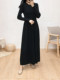 Plus size women's long sweater dress fat mm autumn and winter temperament bottoming extra long black inner knitted long skirt