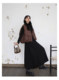 Plus size women's long sweater dress fat mm autumn and winter temperament bottoming extra long black inner knitted long skirt