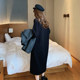 Large size loose belly-covering slim sweater skirt for obese mm with half-high collar and bottoming knitted long style with coat dress