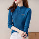 Large size pullover sweater for women in autumn and winter 2024 hot style half turtle neck simple slim body jacket knitted base shirt